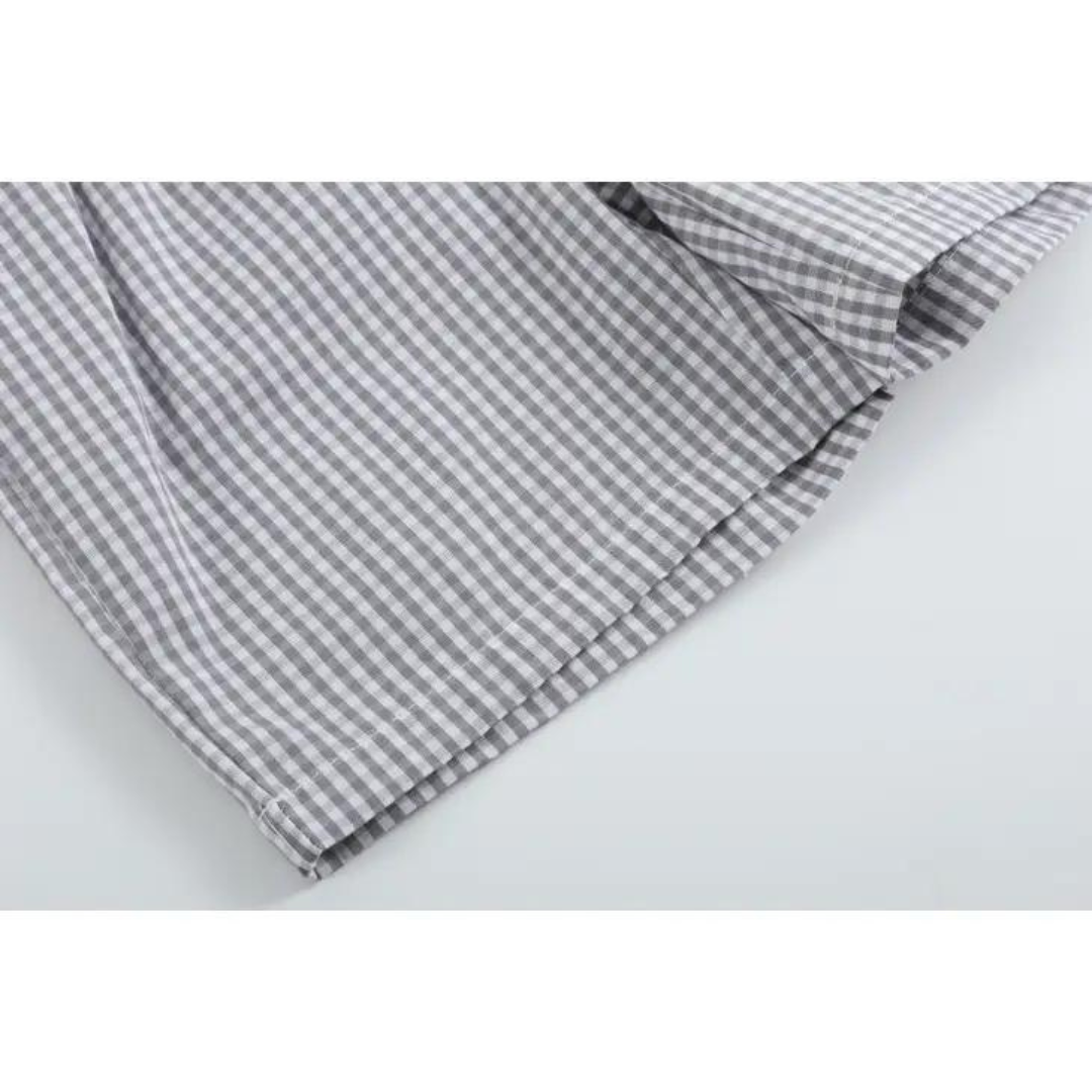 Gray Gingham Golf Tee and Shorts Two-Piece Set