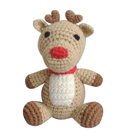 Rory the Reindeer Hand-Crocheted Rattle