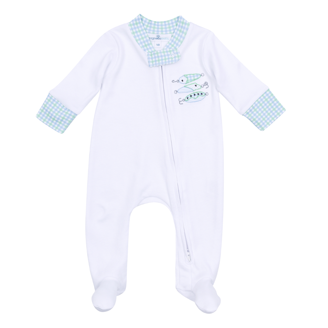 Lil' Lures Applique Light Blue Zipper Footie