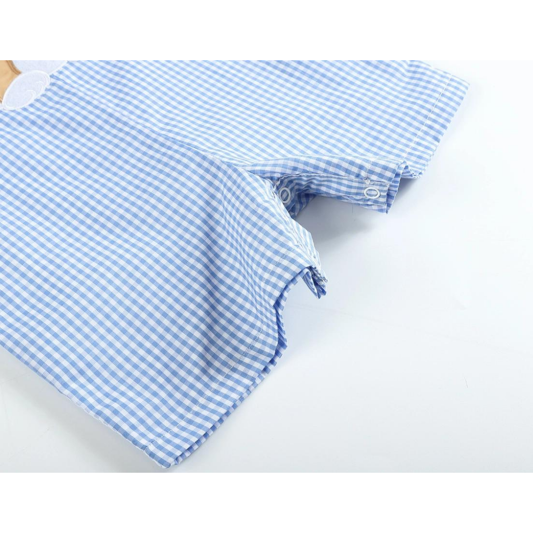 Blue Puppy Applique Shortalls