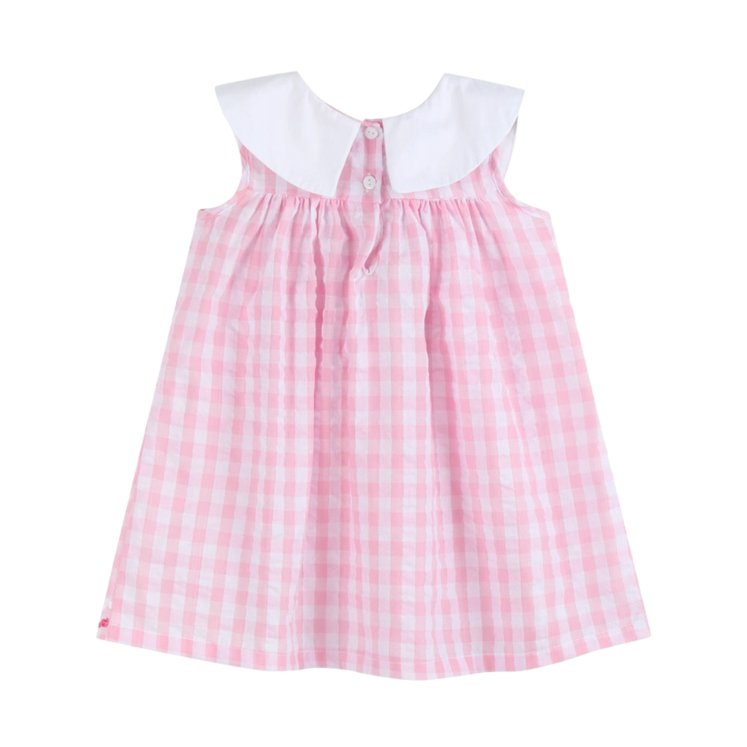 Pink Gingham Bunny Family Yoke Dress