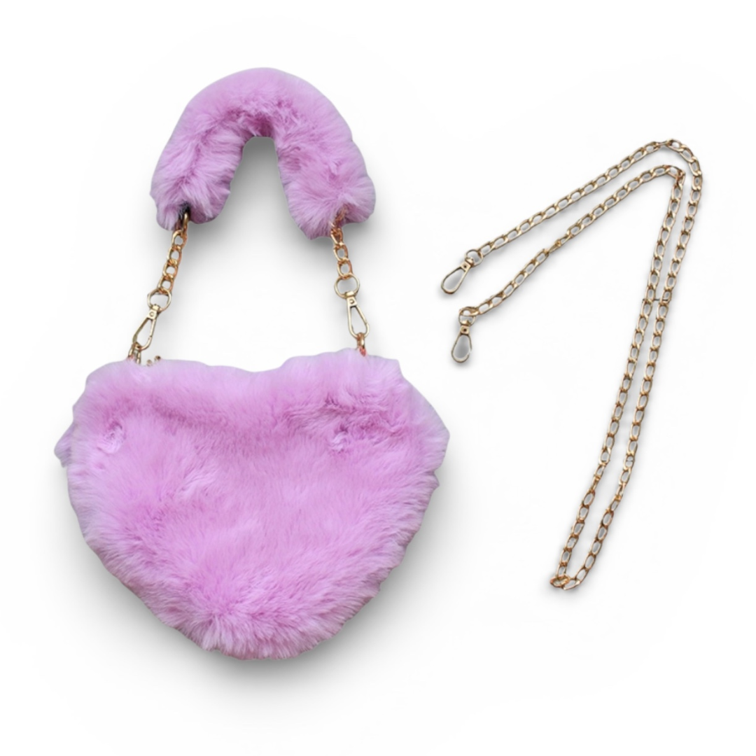 Lavender Furry Heart Purse