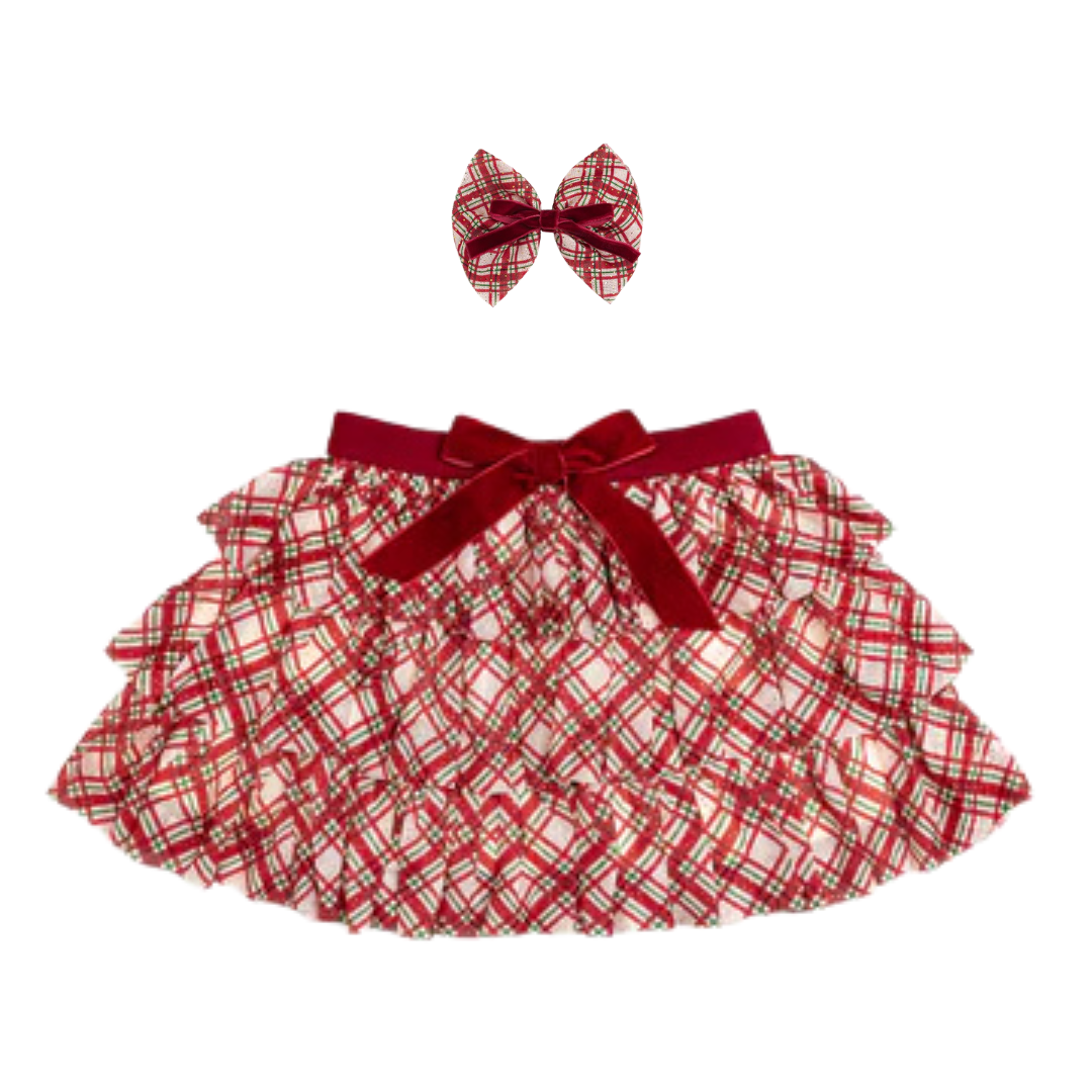 Christmas Plaid Layered Bow Clip