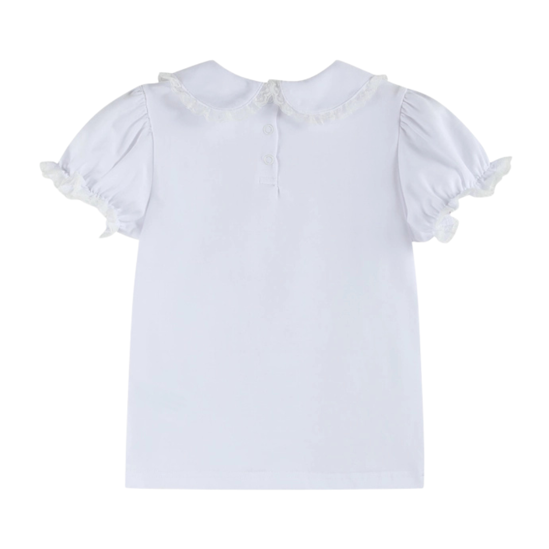 White Collared Lace Sleeve Shirt