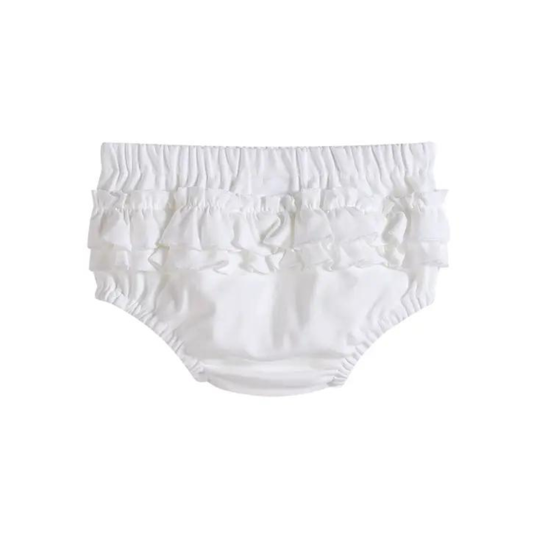 Blue and White Ruffle Knit Cotton Baby Bloomers Two-Piece Set