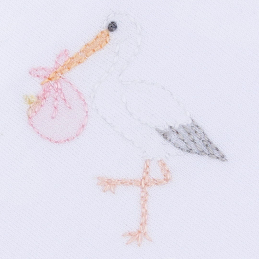Pink Vintage Stork Bib