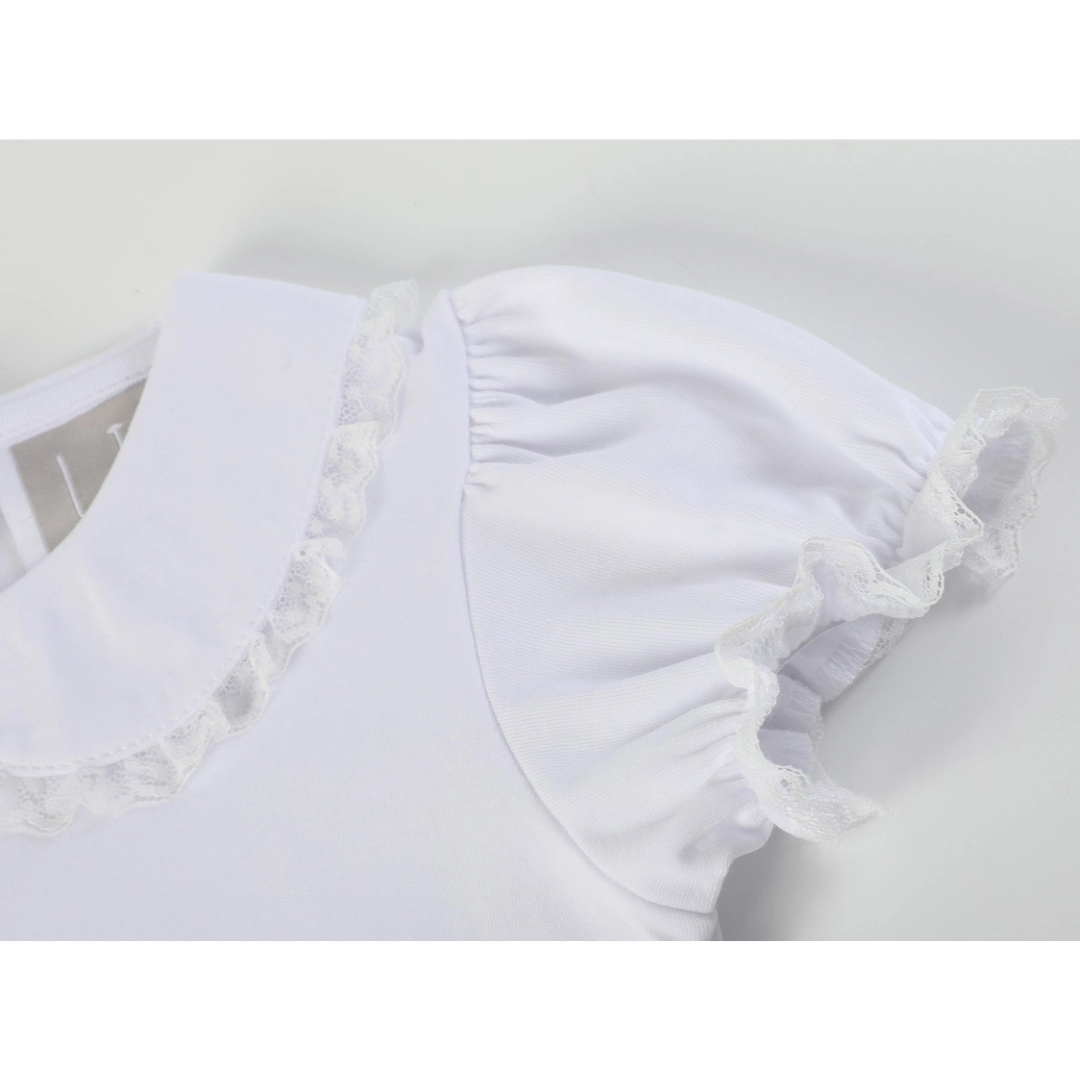 White Collared Lace Sleeve Shirt