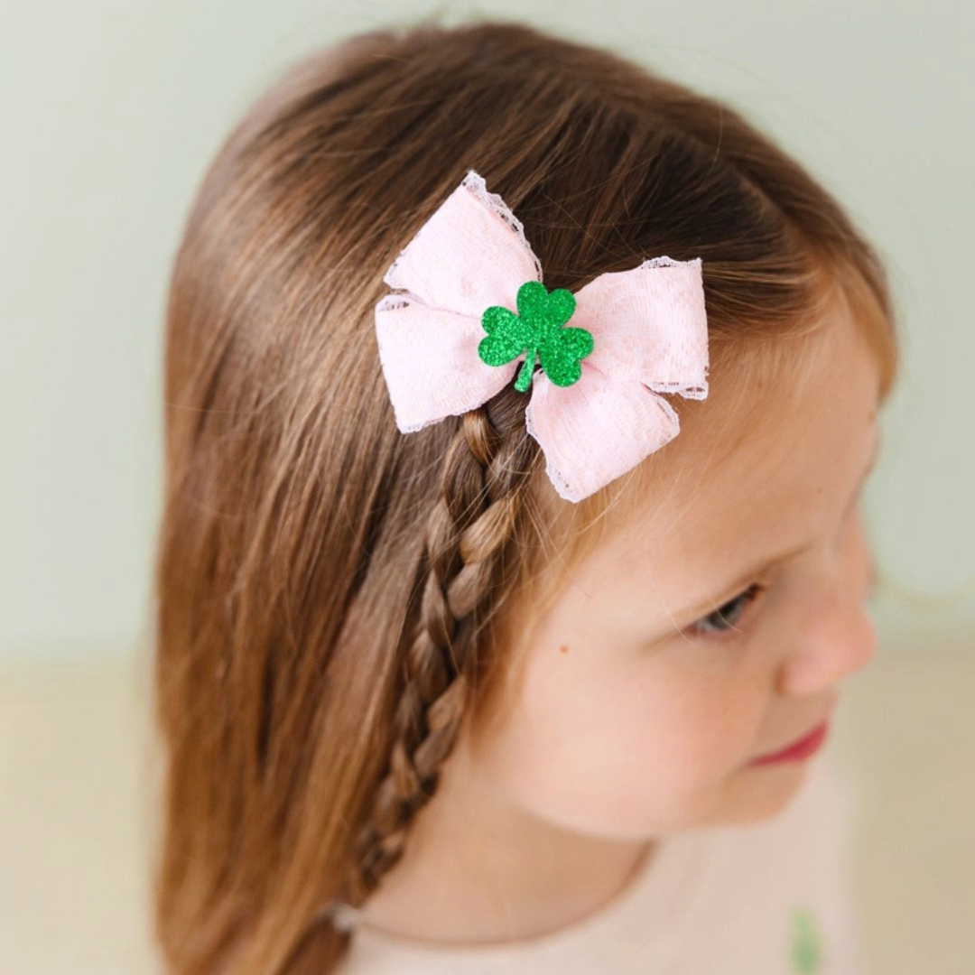 Shamrock Lace Bow Clip