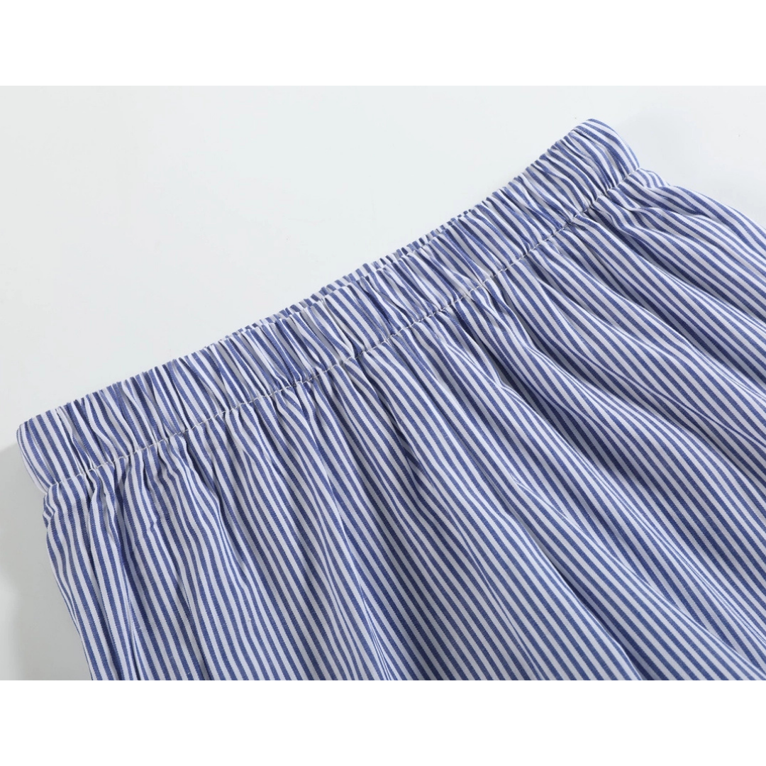 White Shark Smocked Tee and Navy Stripe Shorts Set