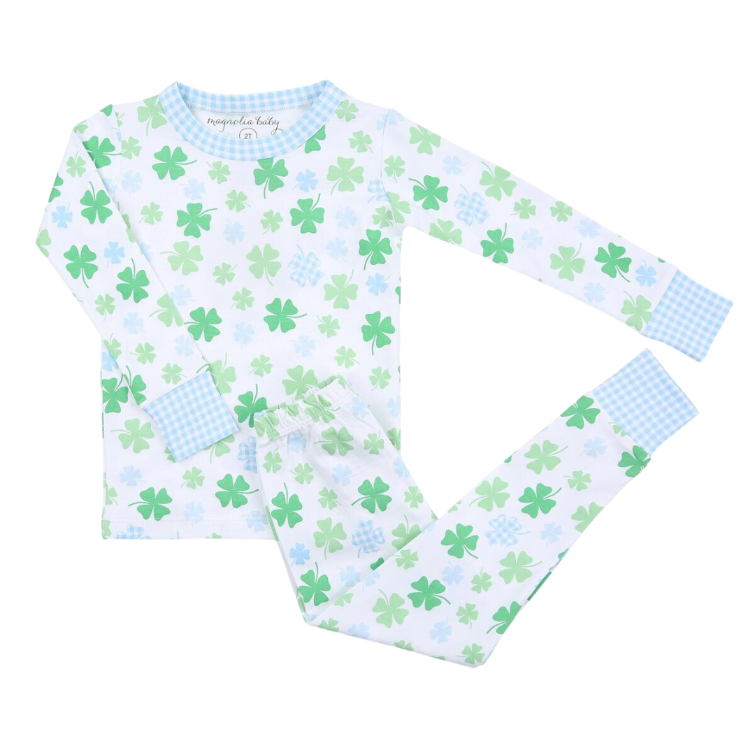 Shamrock Cutie Blue Long Pajamas