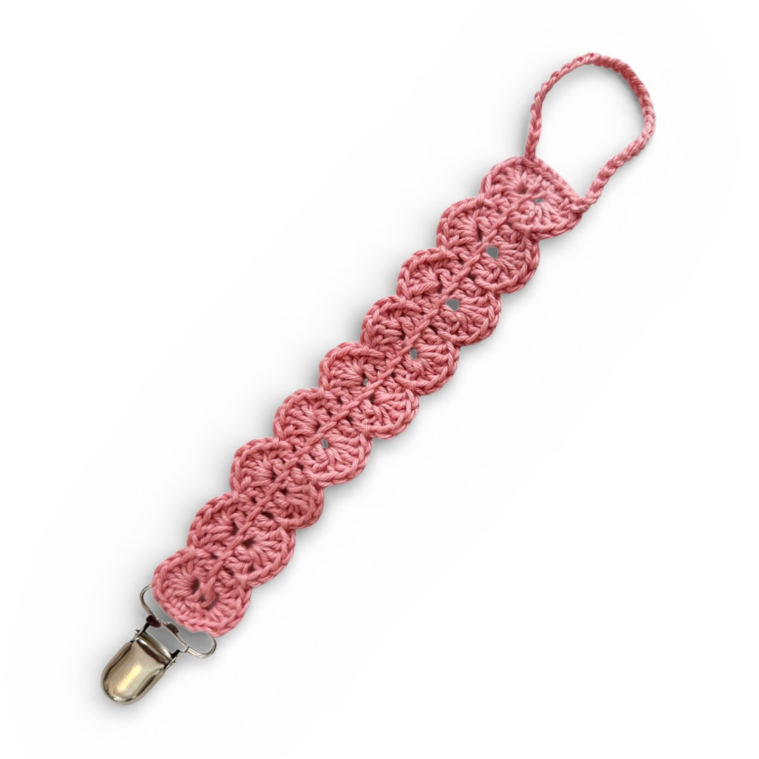 Bailey Pacifier Clip - Rose with Silver Metal Clip