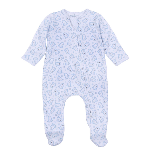 My Little Boo Light Blue Printed Zipper Footie
