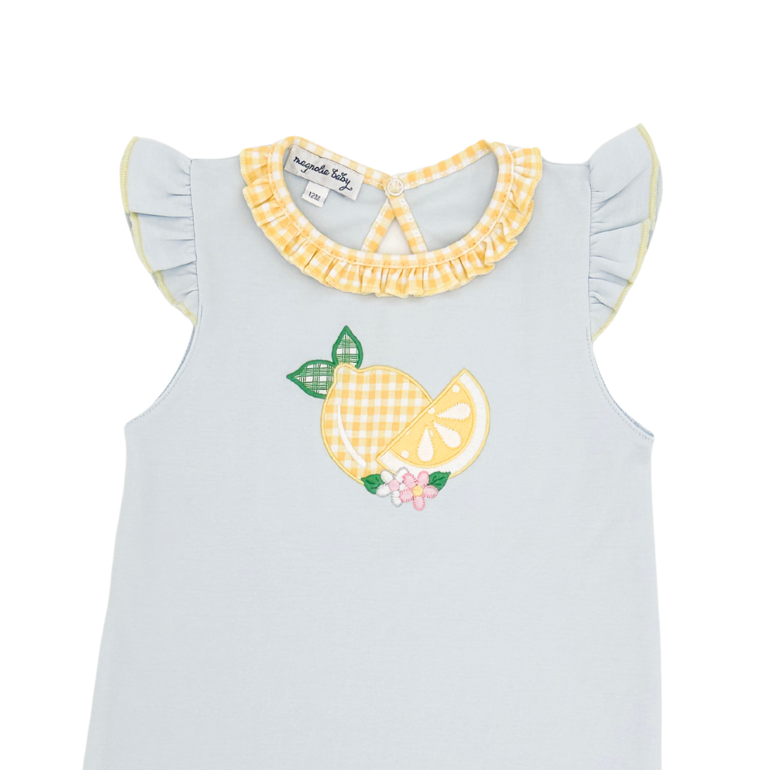 Lovely Lemons Applique Yellow Ruffle Playsuit
