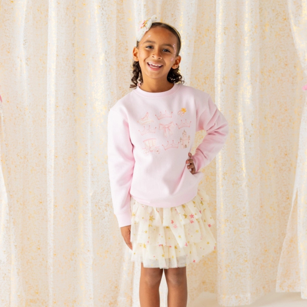 Princess Crown Tulle Bow Clip