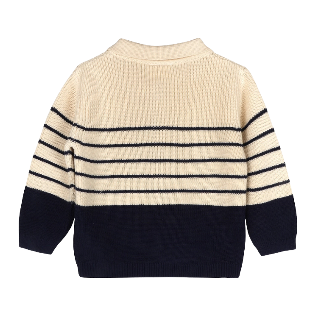 Classic Stripe Polo Sweater Knit Baby Pullover & Pant Set
