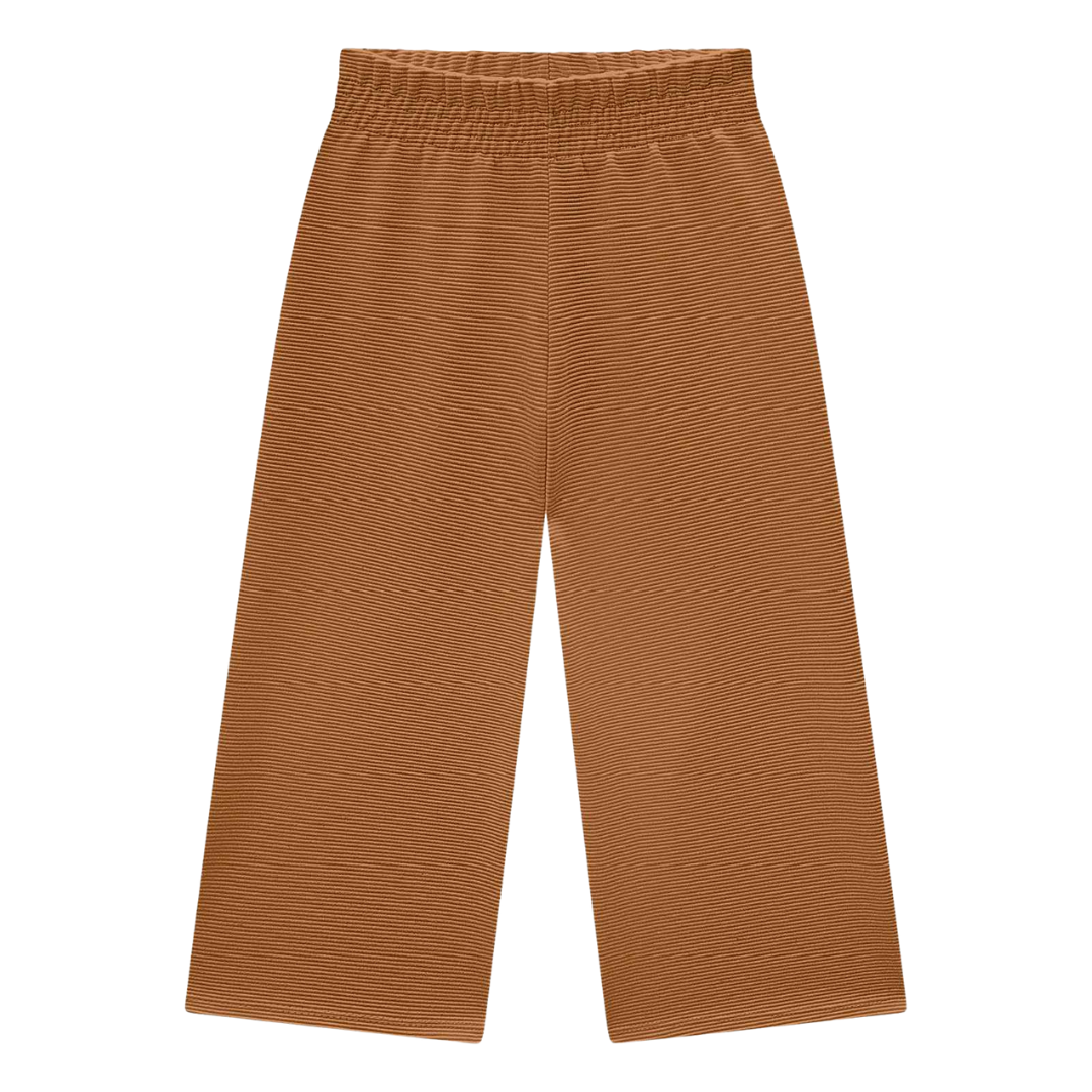 Camel and Cream Ribbed Pant Set