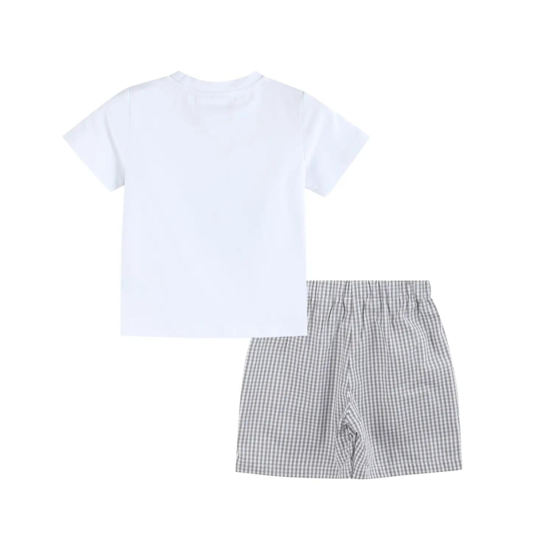 Gray Gingham Golf Tee and Shorts Two-Piece Set
