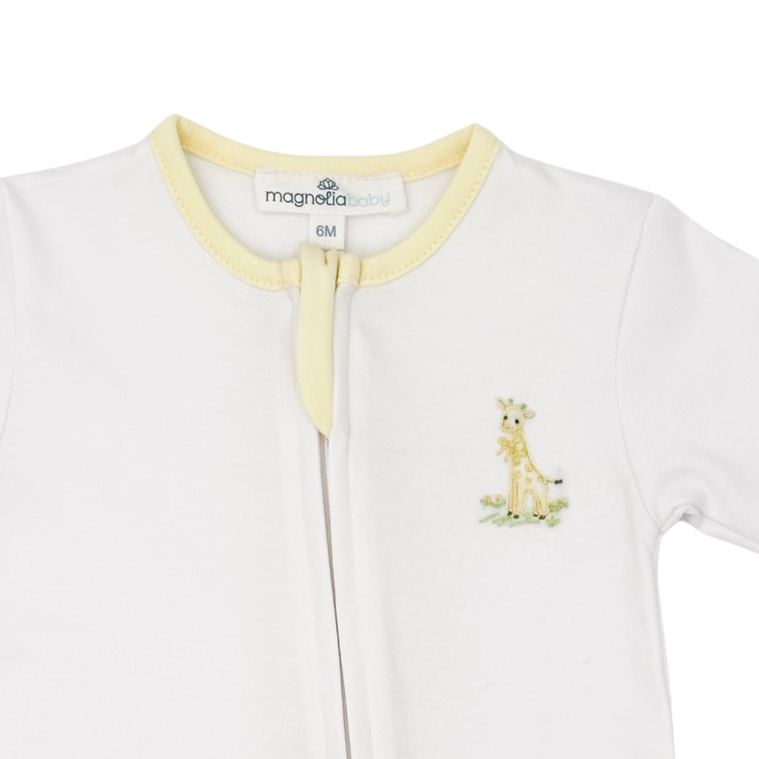Yellow Vintage Giraffe Zipper Footie