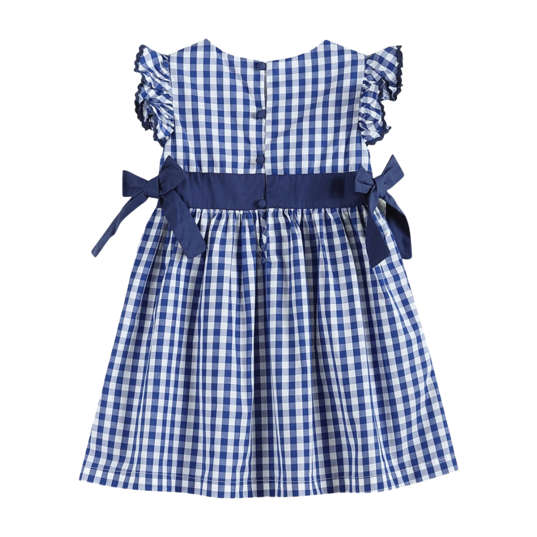 Royal Blue Gingham Ruffle Bow Dress