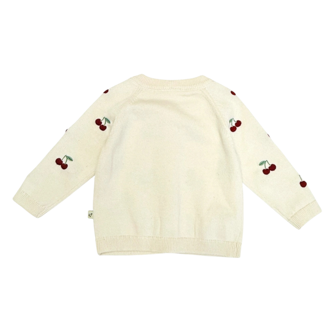 Cherry Embroidered Sweater Knit Baby Cardigan