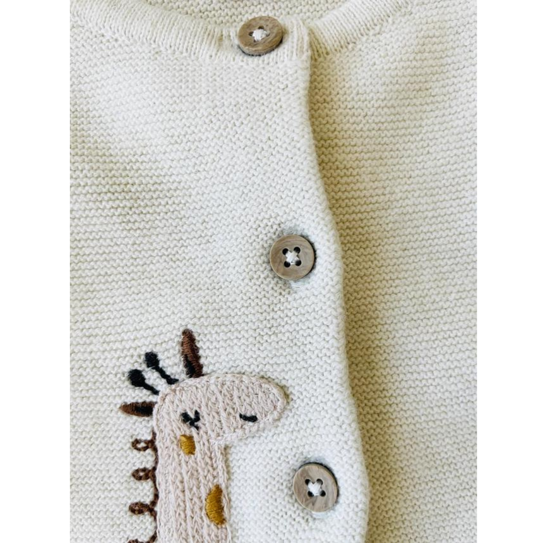 Animal Safari Embroidered Baby Cardigan Sweater