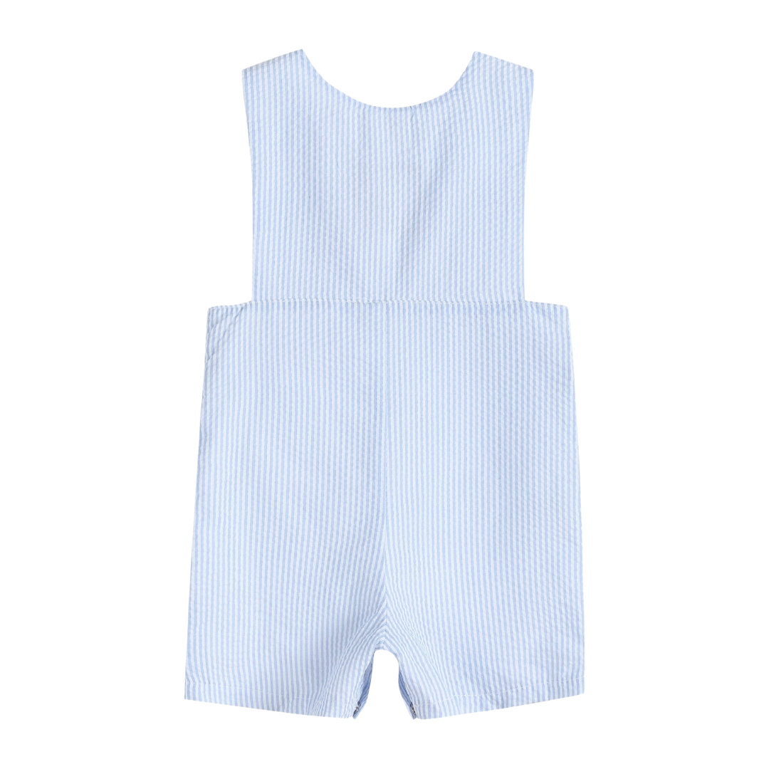 Blue Seersucker Bunny Smocked Jon Jons