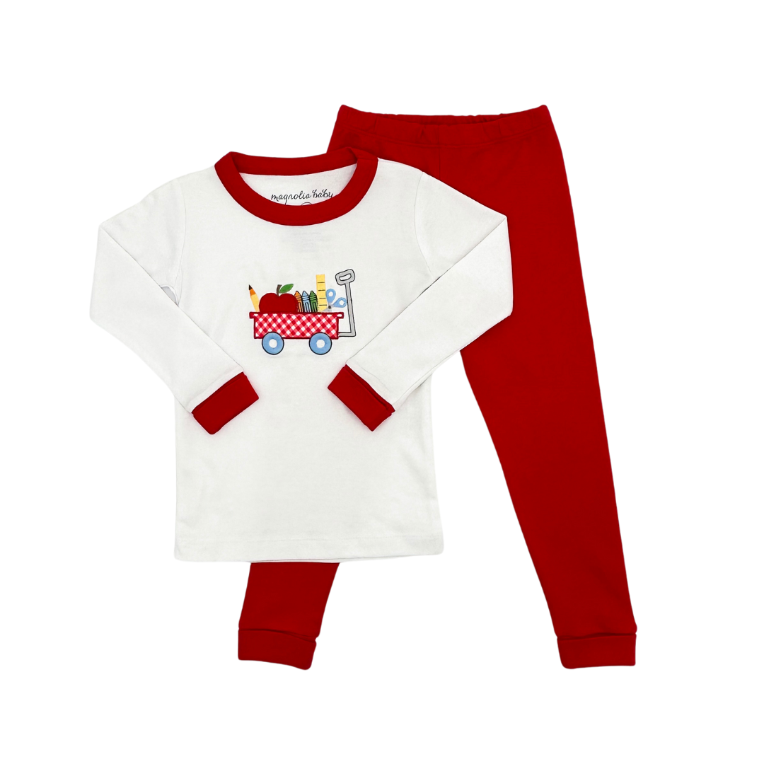 School Wagon Applique Long Pajamas