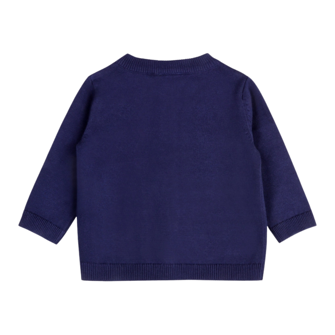Dog Pocket Embroidered Sweater Knit Baby Cardigan