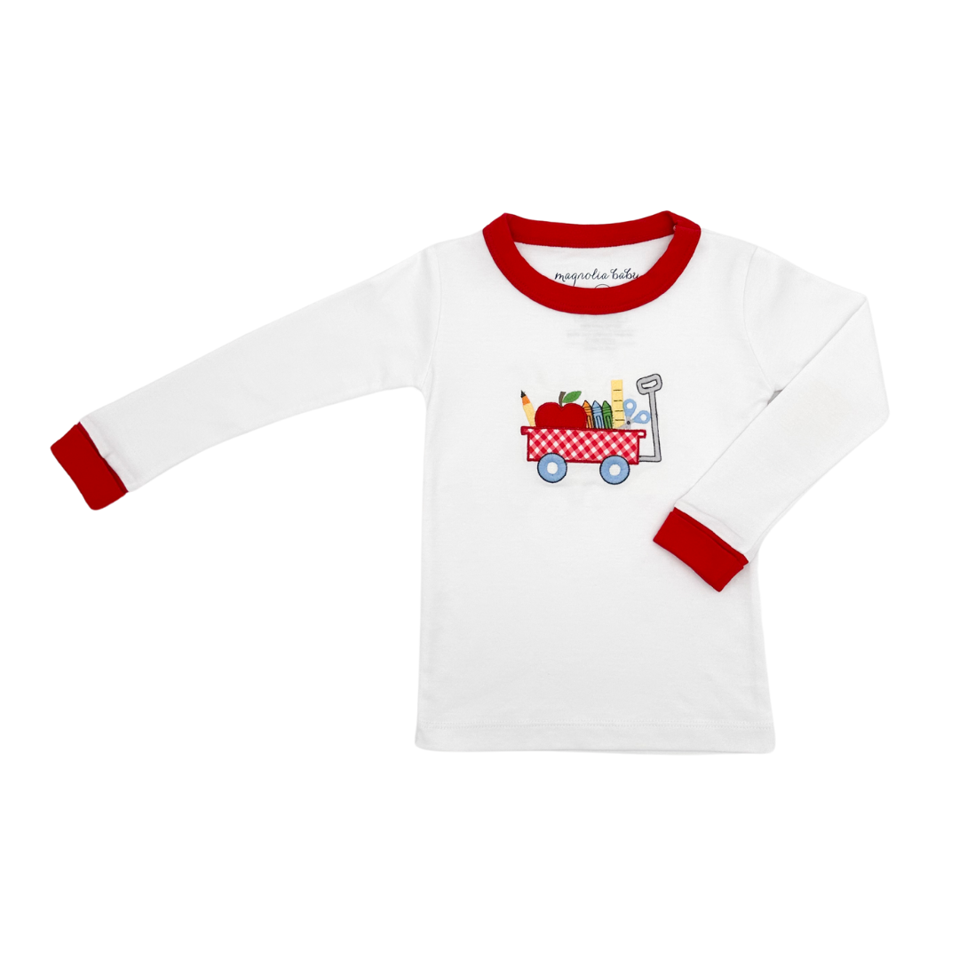 School Wagon Applique Long Pajamas
