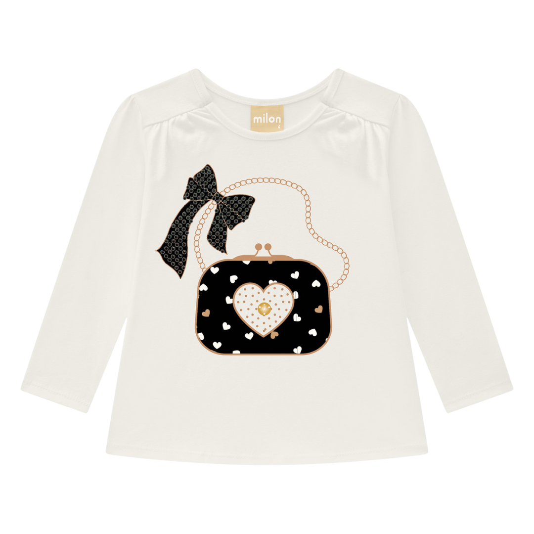 Black, Off-White and Gold Heart Pant Set
