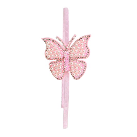 Pearl Butterfly Headband - Pink