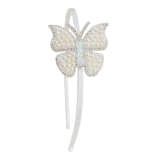 Pearl Butterfly Headband - White