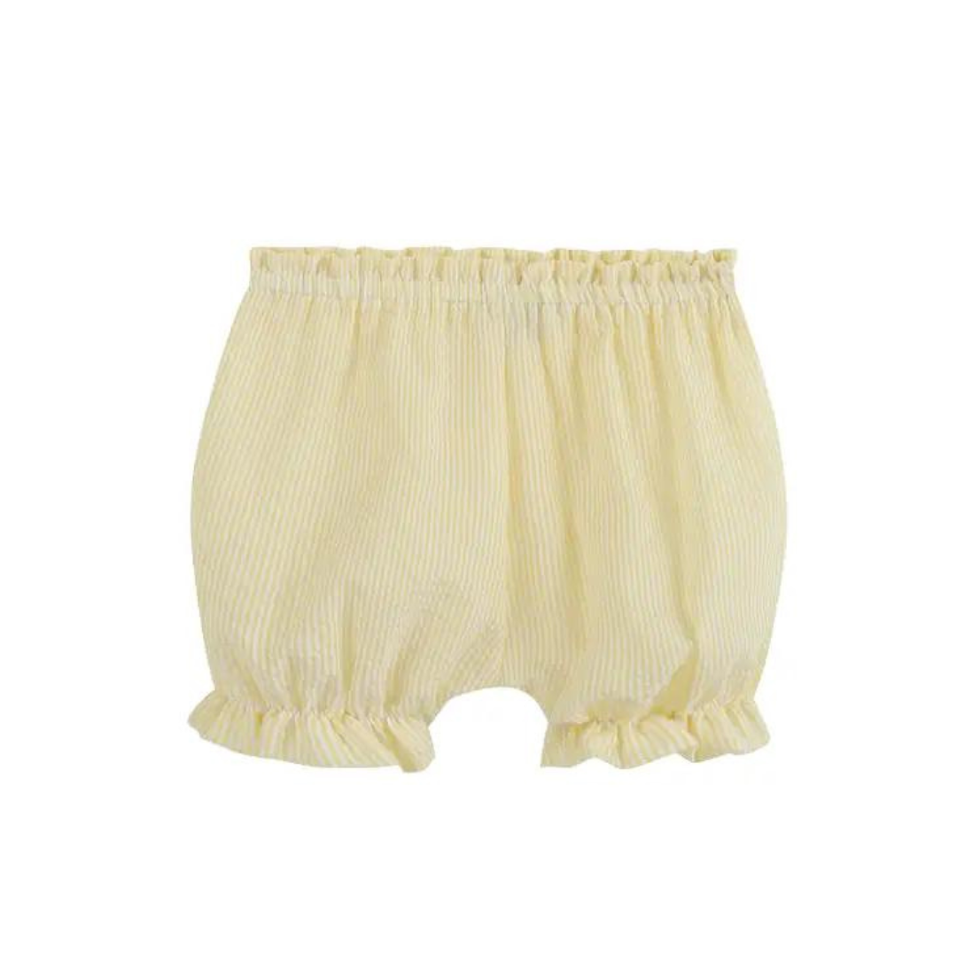 Yellow Seersucker Bow Two-Piece Set
