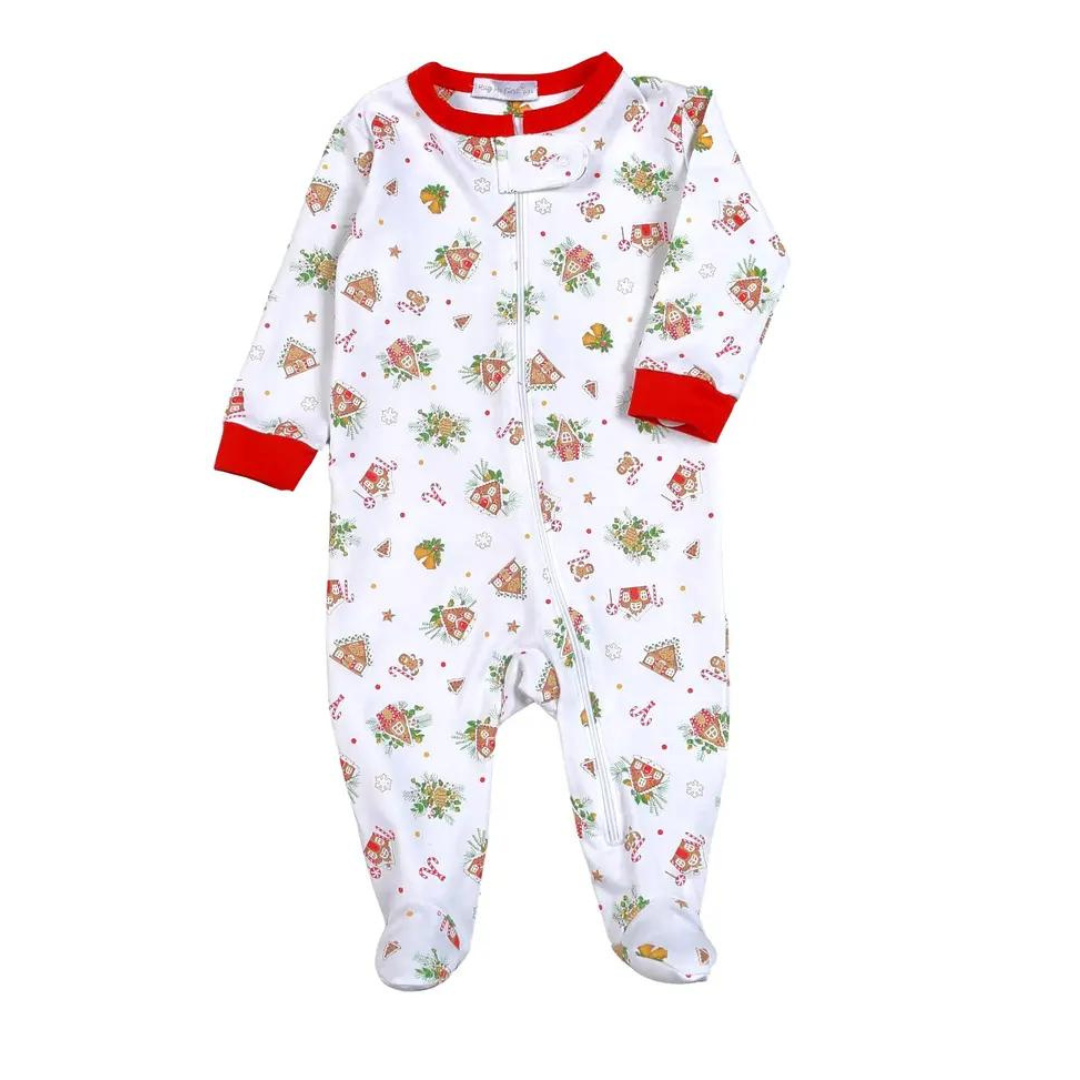 Gingerbread Pima Zipper Footie