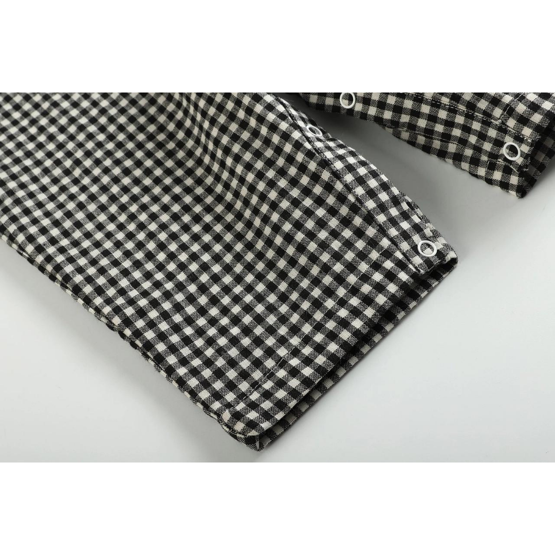 Black Gingham Pumpkin Smocked Overalls