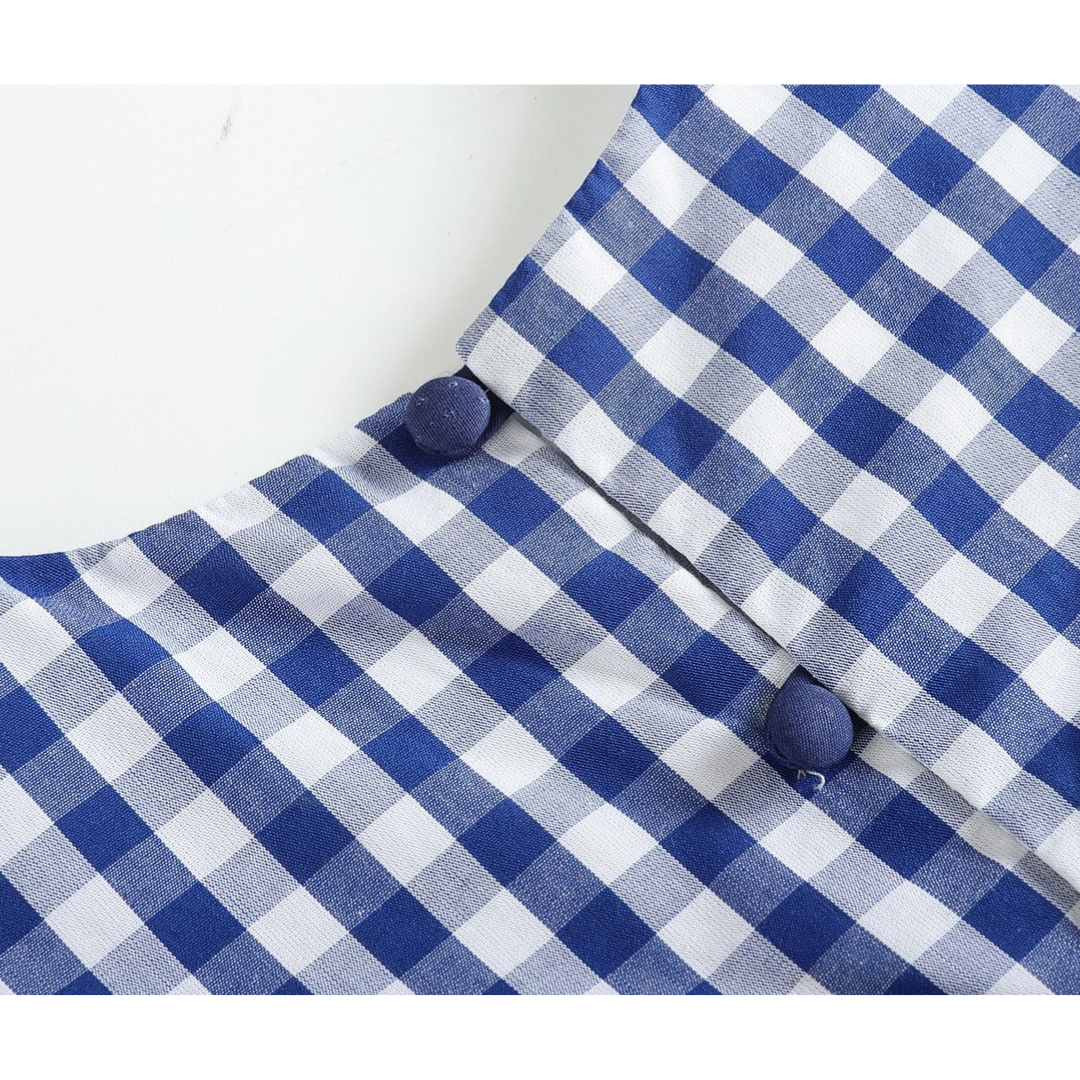 Royal Blue Gingham Ruffle Bow Dress