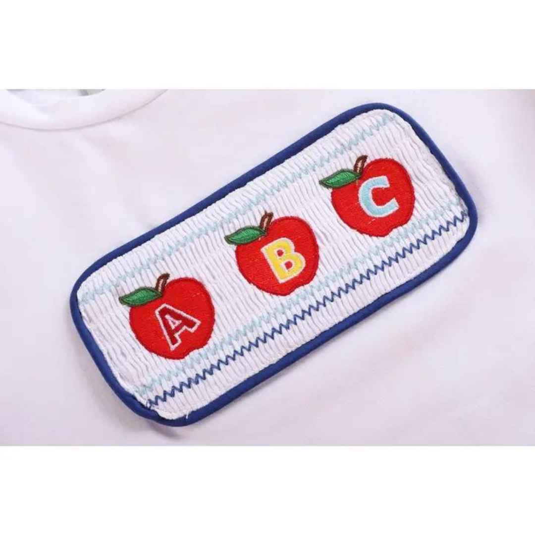 ABC Smocked Shirt and Blue Gingham Shorts Set