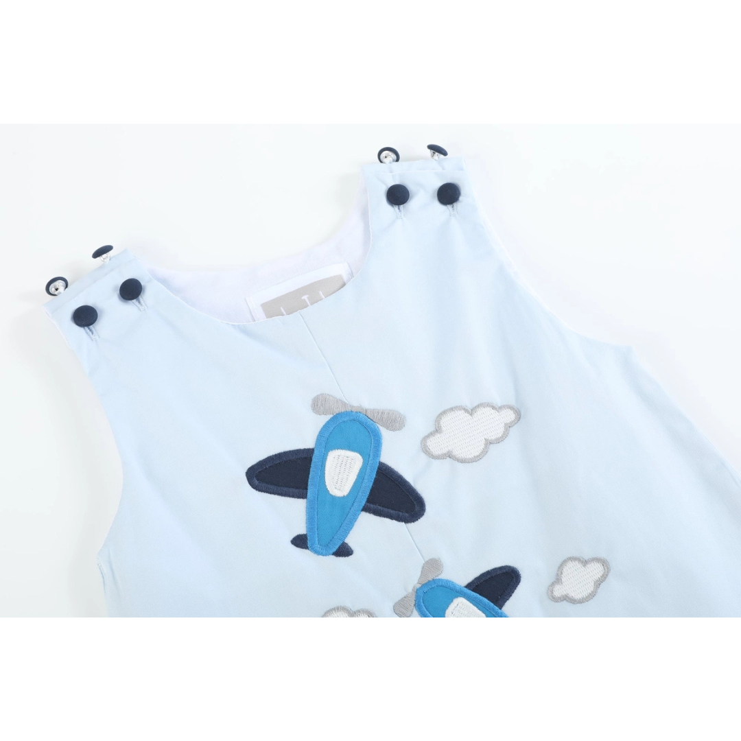 Blue Airplane Pockets Shortalls