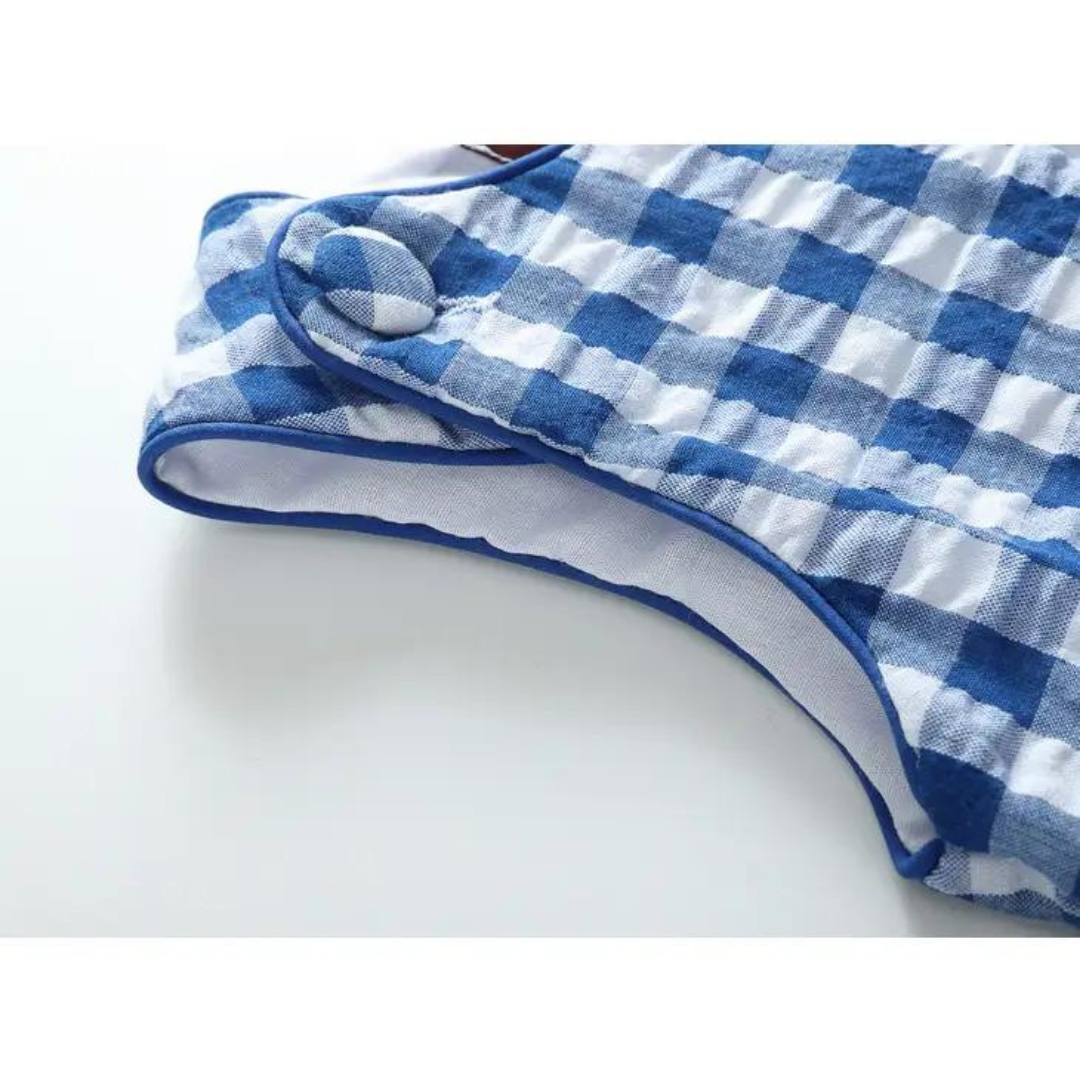 Royal Blue Gingham Romper and Sunhat