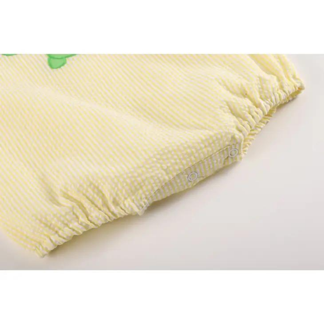 Yellow Seersucker Turtle Baby Romper