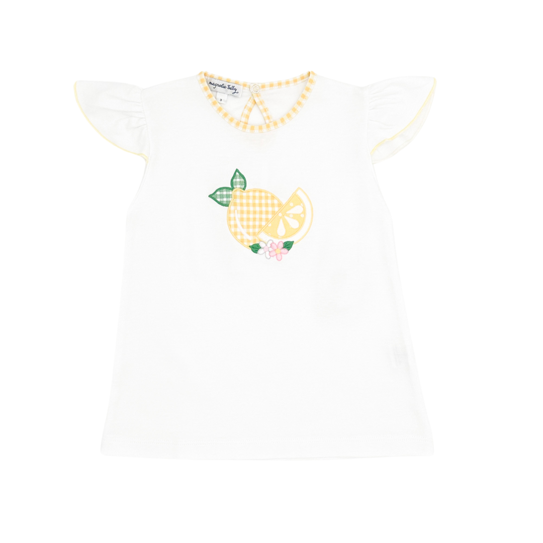 Lovely Lemons Applique Yellow Ruffle Short Set