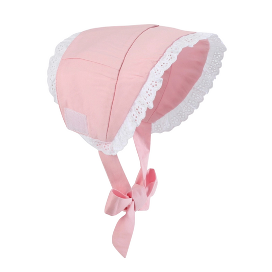 Pink and Lace Summer Baby Bonnet Sunhat