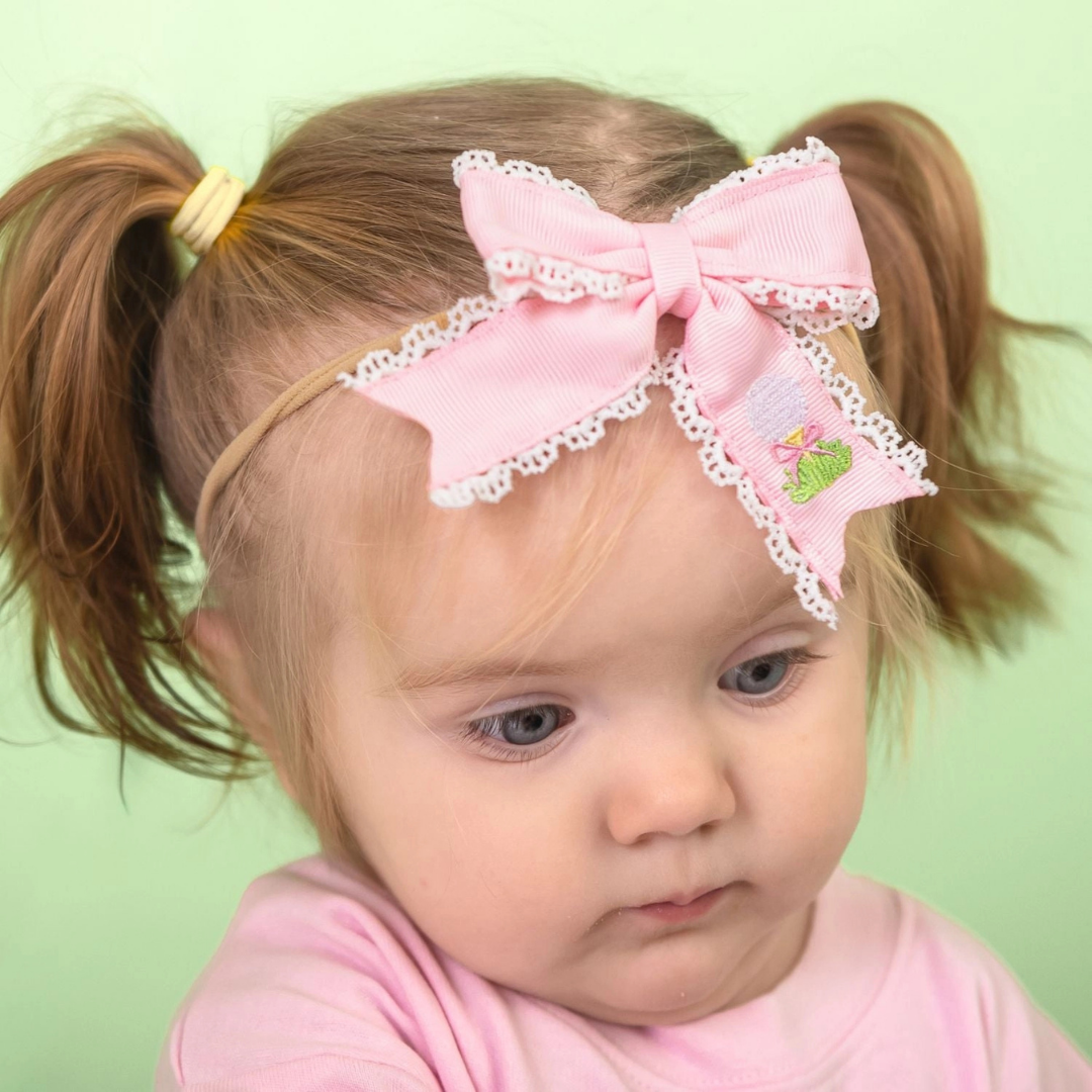 Golf Tee Embroidered Lace Bow Baby Headband
