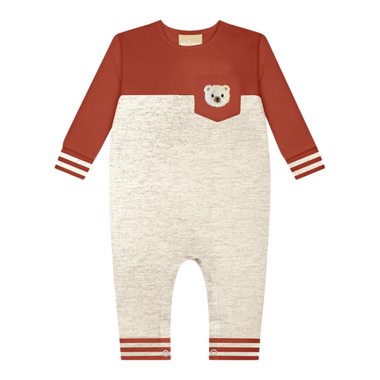 Salmon and Heathered Gray Jumpsuit