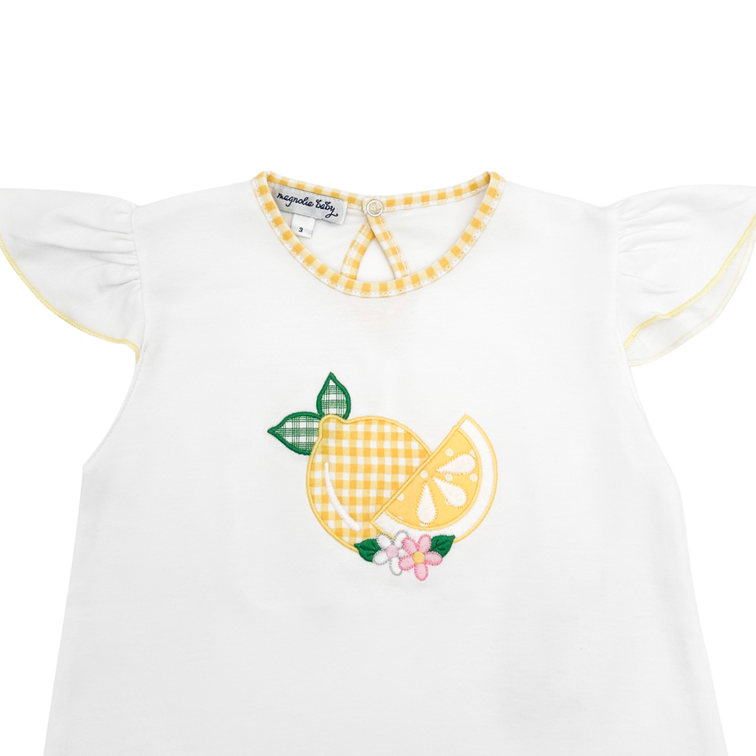 Lovely Lemons Applique Yellow Ruffle Short Set