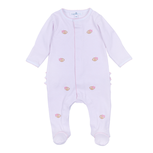 Touchdown Cutie Pink Embroidered Footie