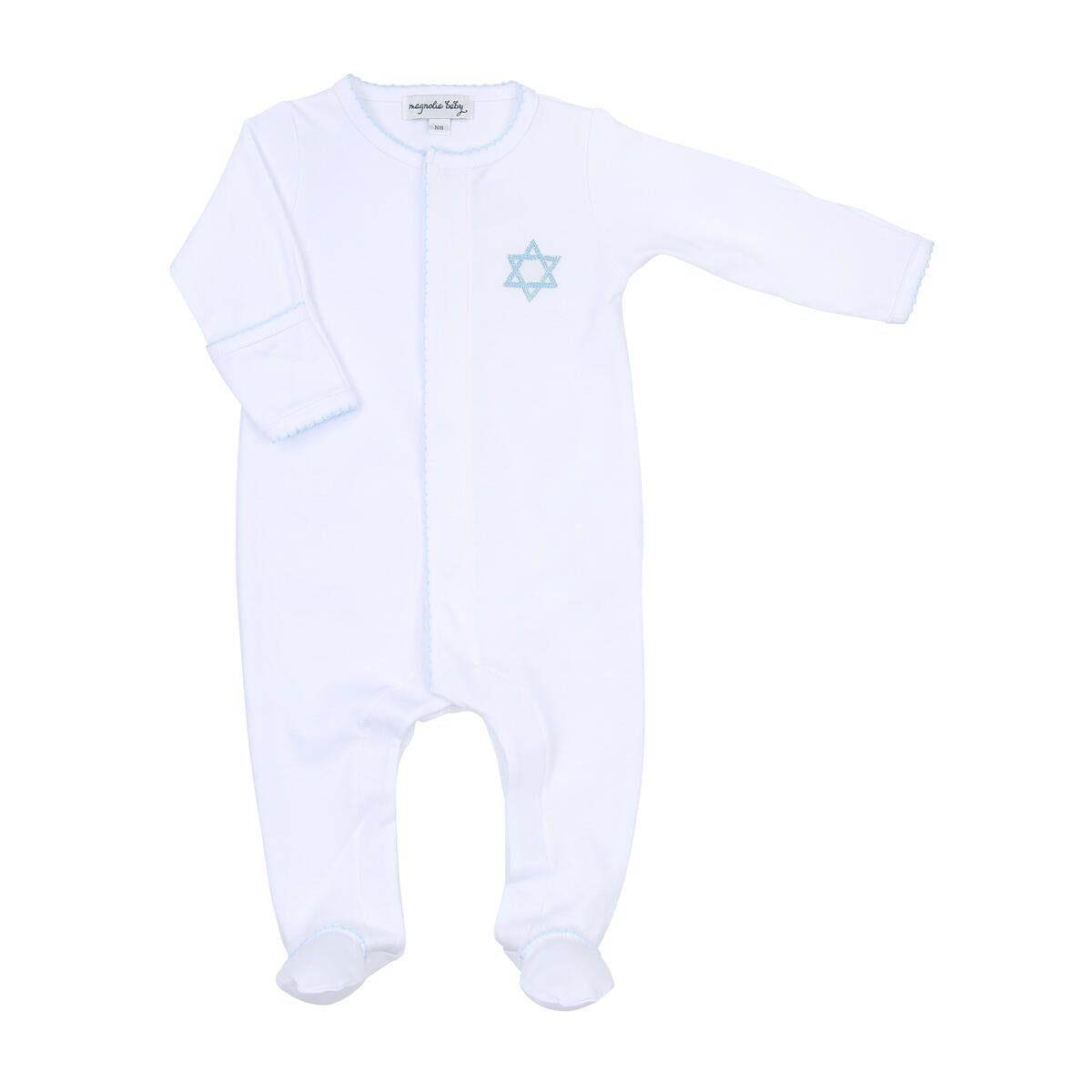 Brit Milah Footie with Blue Embroidery