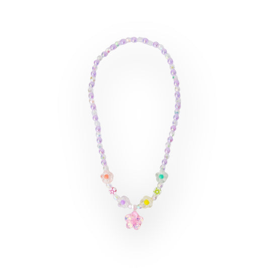 Clear Purple Flower Necklace