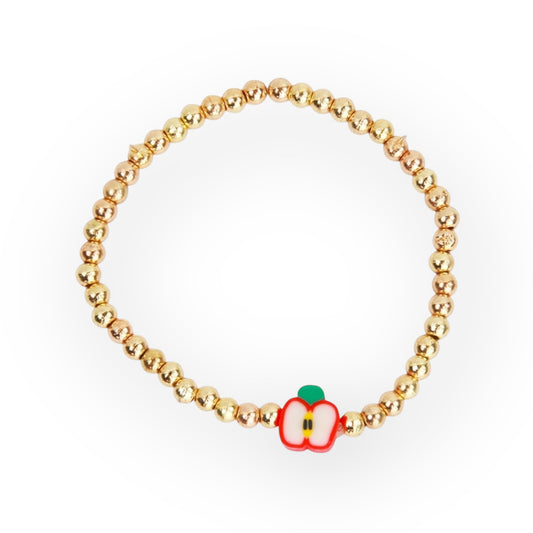 Gold Beaded Apple Bracelet