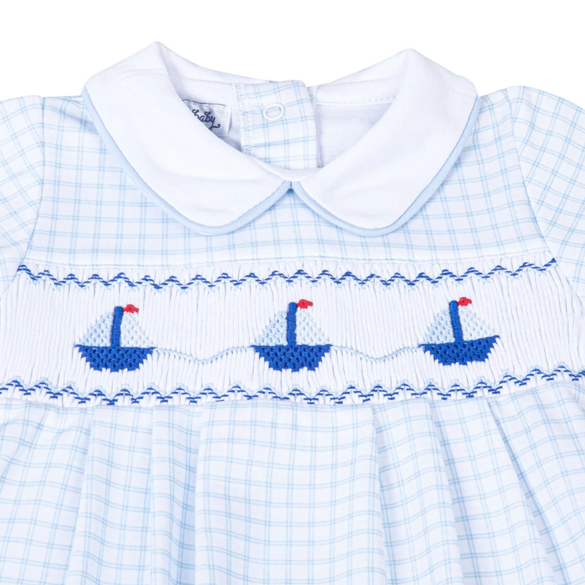 Ahoy Smocked Collared Short Playsuit